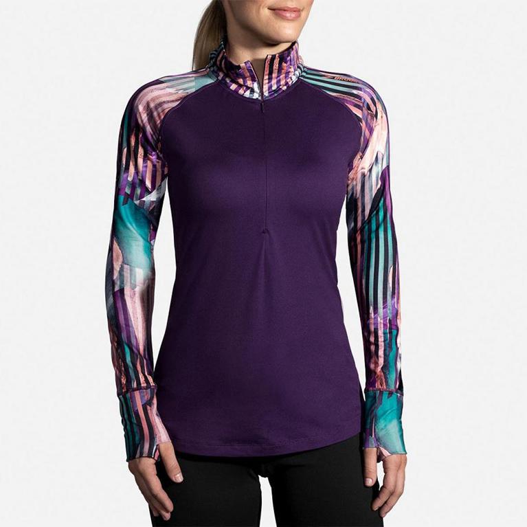 Brooks Women's Dash Half Zip Running Jackets - Purple (JNRU07346)